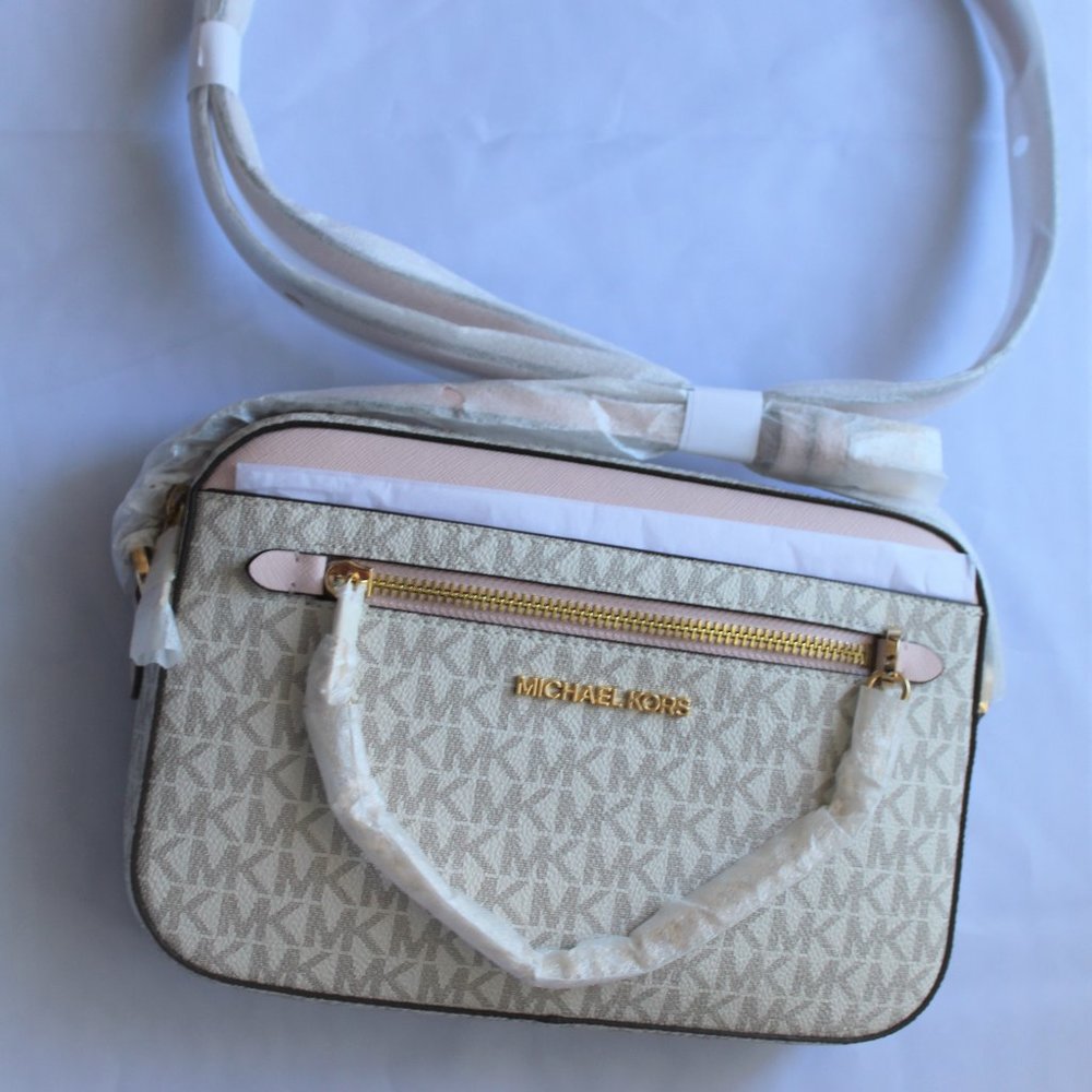 NWT MICHAEL KORS Jet Set Large Zip Crossbody in Powder blush
